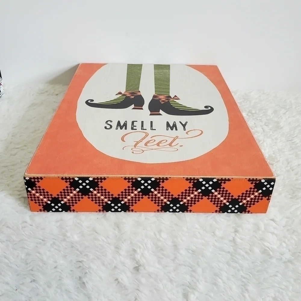 Halloween Wall Table Box Decor Smell My Feet Witch Happy Owl O Ween 2 Pc Set